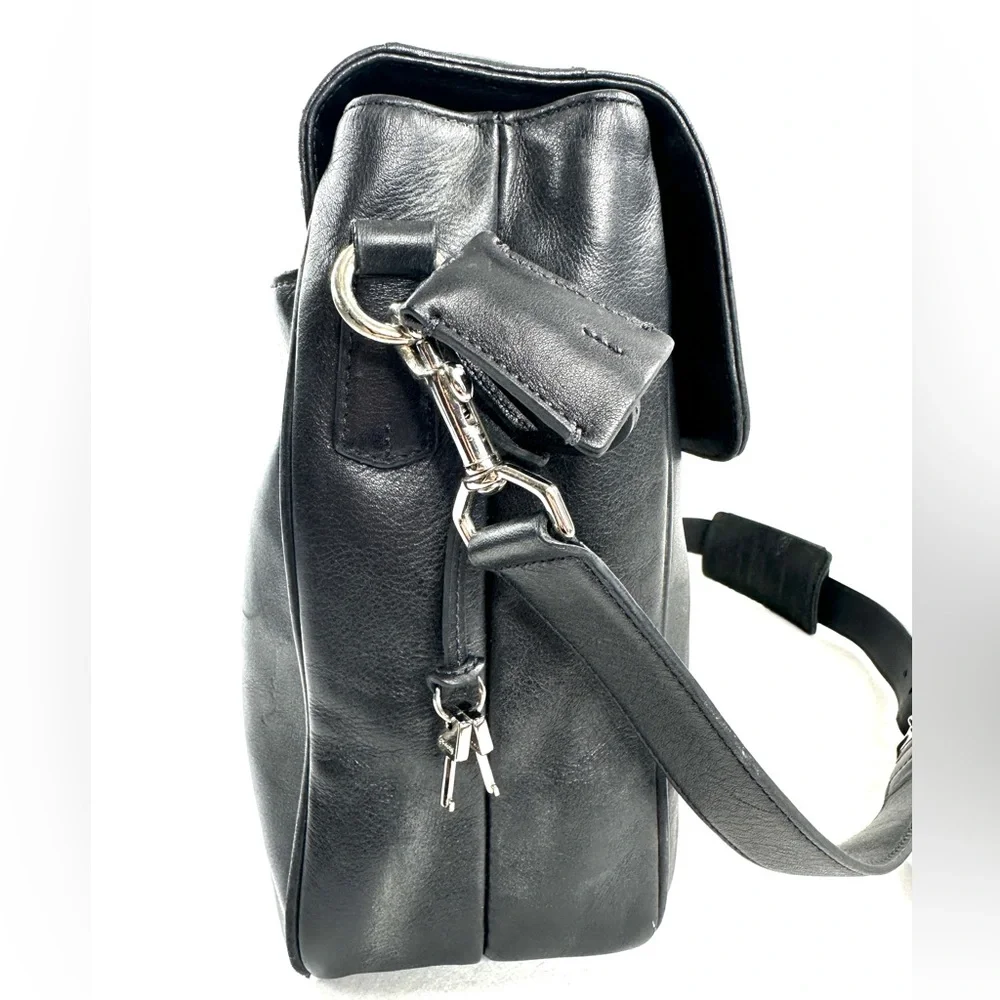 Coach Vintage Metro 5307 Black Leather Large Laptop Briefcase Bag Lock Keys